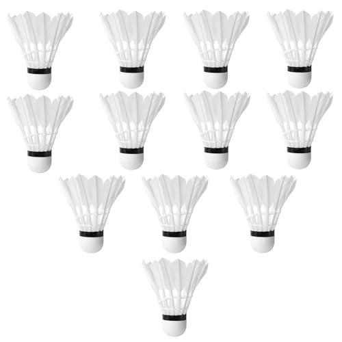 Nizirioo 12 palline da badminton: volani in piuma d'oca, testa in sughero, allenamento sportivo, ad alta velocità, da giardino, a forma di piuma d'oca, per interni ed esterni (bianco)