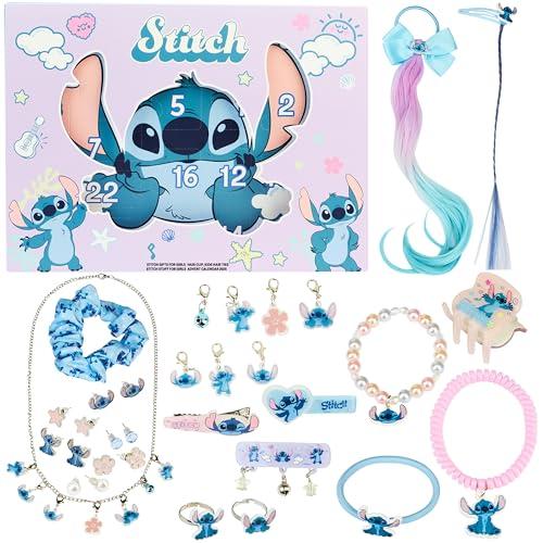 Get Trend Disney Stitch Calendario Avvento 2025 Ragazza, Accessori Capelli e Gioielli, Mollette Capelli Scrunchies, Xmas Regalo Ragazza (Lilla Stitch)
