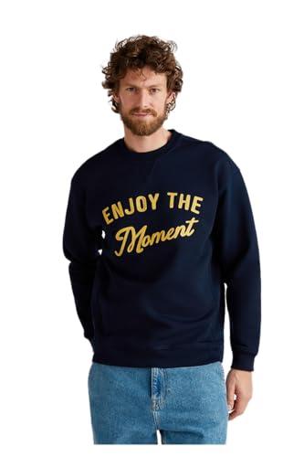 United Colors of Benetton Maglia G/C M/L 3NWZU109W Felpa Senza Cappuccio, Blu, M Uomo