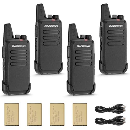 Baofeng T22 Walkie PMR446 - Set radio professionale, portata fino a 3 km, 16 canali, radio ricaricabile con auricolare (4 pezzi)
