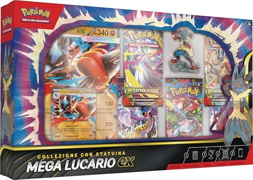 Pokémon: collezione con statuina Mega Lucario-ex del (una carta promozionale olografica, una carta promozionale gigante, cinque buste di espansione e una statuina di Mega Lucario)