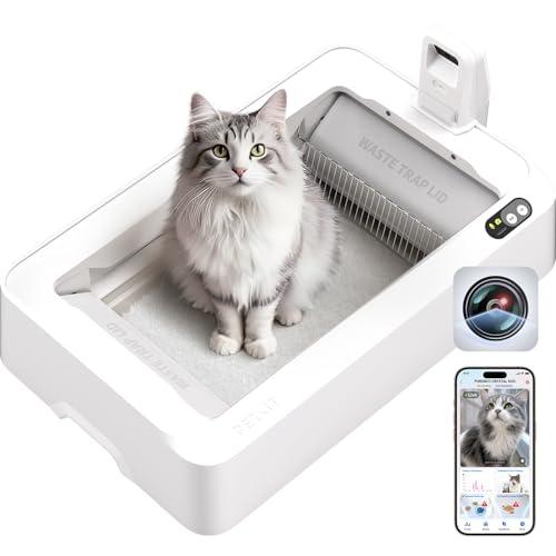 PETKIT PUROBOT CRYSTAL DUO Lettiera Gatto Autopulente con Telecamera AI, Monitoraggio APP, Deodorizzazione Doppia, Design Aperto Sicuro, Doppio Vano Raschiatura Bidirezionale per Gatti Grandi, Bianco