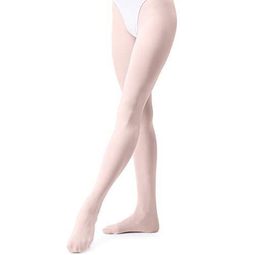 tanzdunsje Collant da Ballo Balletto per bambina donna 3 colori rosa bianco nero,rosa M