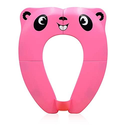 Pejoye Riduttore Water Bambini Vasino per Bambini, WC Riduttore Toilette Sedile, Vasino Portatile da Viaggio Sedile con 8pcs Cuscinetti Antiscivolo e 1 Borsa per il Trasporto, Panda Rosa