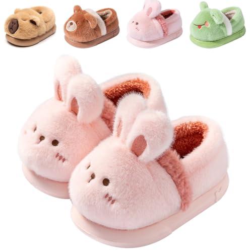 DRECAGE Pantofole per Bambino e Bambina Invernali, Calde Ciabatte in Peluche da Casa con Design Cartone Animato Ragazzi Ragazze 316 Rosa Coniglietto 200 28/29 EU