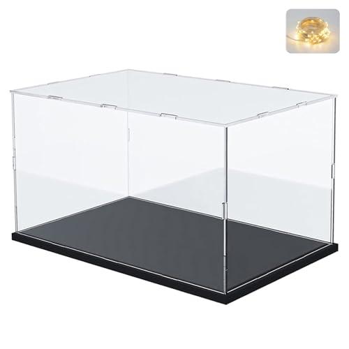 Teca Espositiva Plexiglass Acrilico per Lego Fontana di Trevi 10359 per Calcio 75347 76428 21270 42205 42173 75404 42203 42161, Vetrina per Collezionismo Vetrinetta con Led, Interno Nero 30x20x20cm