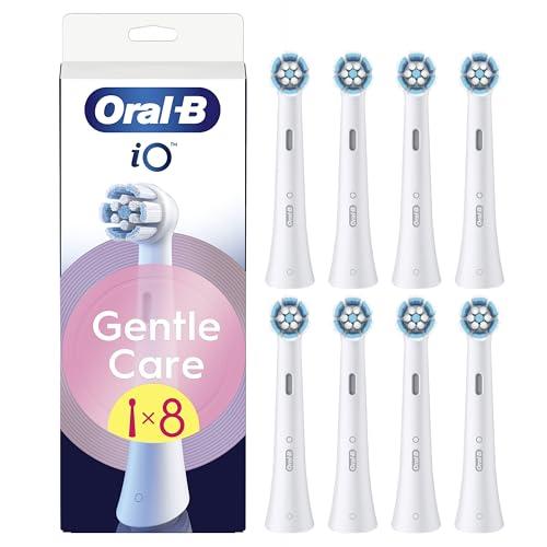 Oral-B Testine di Ricambio iO Gentle Care Bianche, 8 Testine Rotonde Originali per Gengive Sensibili, Setole angolate per rimuovere la placca, Adatte allo Spazzolino Elettrico Oral B
