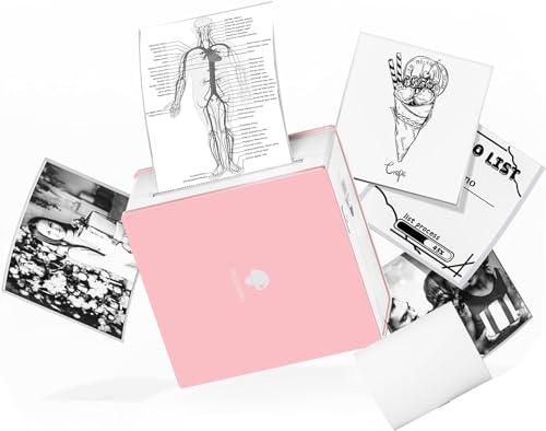 Phomemo M02 Stampante Tascabile Stampante Fotografica Termica Mini Stampante Bluetooth Portatile con 1 Rotolo di Carta e Porta Carta per Diario di Viaggio Piano Giornaliero Rosa