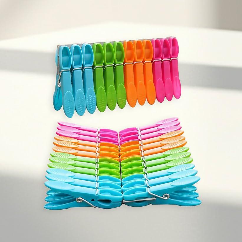 Confezione da 24 mollette in plastica resistente – Clip per bucato con presa forte per vestiti, asciugamani e coperte, essenziali per asciugatura durevole