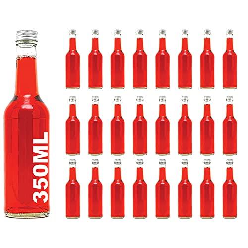 casavetro Trasparente Tappo A Vite Bottiglie di Vetro vuote 350 500 ml - Riutilizzabile Twist off coperchi - a Tenuta d'Aria Coperchio in Metallo per Kombucha Birra a casa Gin Olio Acqua (24 x 350ml)