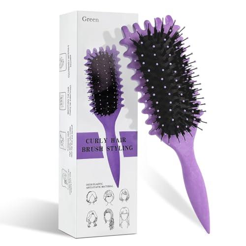CNMTCCO Curl Hair Brush, Curl Brush, Curl Definire Styling Brush, Spazzola per capelli per combinare e modellare, Spazzola per cinghiale, Spazzola per capelli per districarsi per le donne (viola)