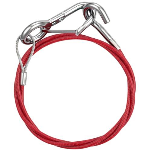 URAQT Cavo Sicurezza Rimorchio, 1 M Cavo di Sicurezza per Rimorchi e Caravan, con Moschettone, Carico di Rottura 150 kg, Acciaio Inossidabile Freno per Rimorchio, Diametro del Filo 4mm(Style D)