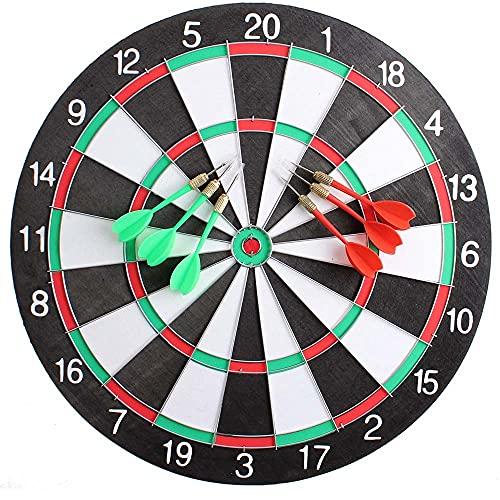 BAKAJI Dart Game Gioco Tirassegno Tiro al Bersaglio Bifacciale con 6 Freccette in Metallo Installazione alla Parete Doppia Modalità di Gioco Diametro 40 cm Gioco di Abilità