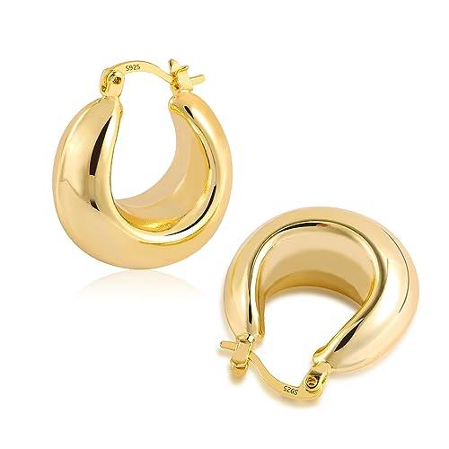 ALEXCRAFT Orecchini Donna Cerchi Oro Spessi Argento 925 Orecchini Cerchio Oro 14K Placcato Orecchini a Goccia Chirurgico Regalo Donna Compleanno Gioielli