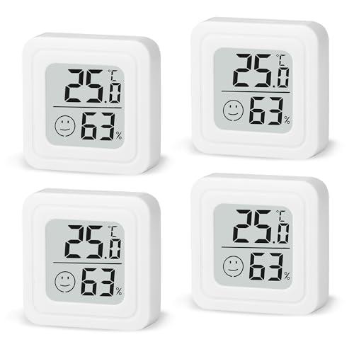 Mini Igrometro Termometro Digitale 4Pcs Termometro Ambiente con Livello di Comfort Monitor di Temperatura e umidità Termometro da Interno per Casa, Camera da Letto, Ufficio