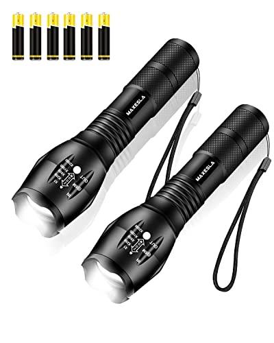 Maxesla Torcia LED Potente Professionale, 2 Pezzi Impermeabile