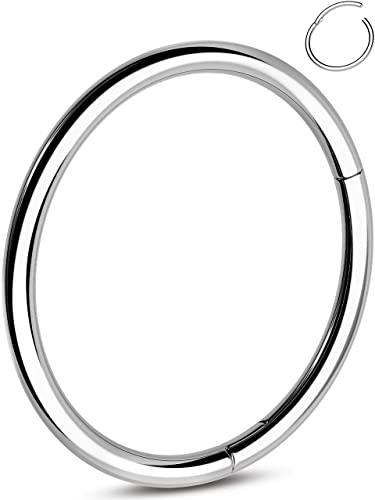 OUFER G23 - Piercing per naso in titanio con incisione a cerchio, per cartilagine, oro elica, 20 G, Daith Rook Conch con narice incernierata, 0.8 mm, regalo da uomo e donna, 8 mm