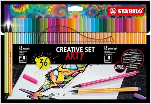 Stabilo ARTY Creative Set - Set Creativo - Astuccio da 36-17 Fineliner point 88 + 19 Pennarelli Premium Pen 68