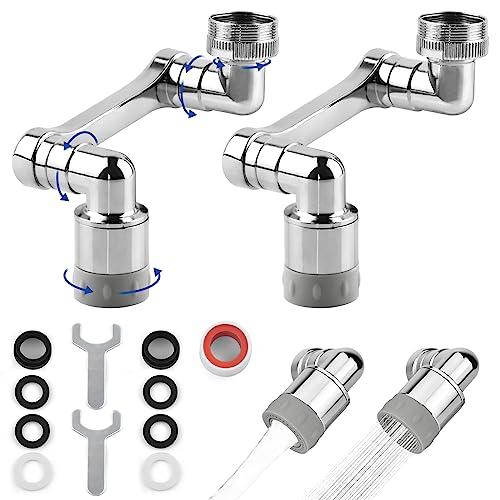 2 Pcs Rubinetto Allungabile con Rotazione 360° Prolunga Bagno Cucina Rotante 1440 Gradi Girevole 1080 Snodo per Rubinetto Lavandino Snodabile Estensione Attacco Duotap Adattatore Universale