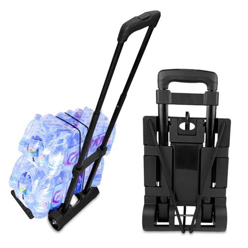 VELLUSTRA Carrello Pieghevole in Alluminio, Portatile Carrello per Trasporto, Portata Massima 65kg, Manico Telescopico Lungo 95.5 cm, Dimensioni Piattaforma 35 * 36 cm Ideale per Viaggi, Traslochi