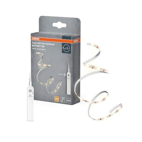 OSRAM FLEX MOTION SENSOR Striscia LED a batteria con luce bianca calda e sensore di movimento, 2m, 3,6W, 150lm, 3000K, 830 bianco caldo, non dimmerabile, IP20, sorgente luminosa non sostituibile