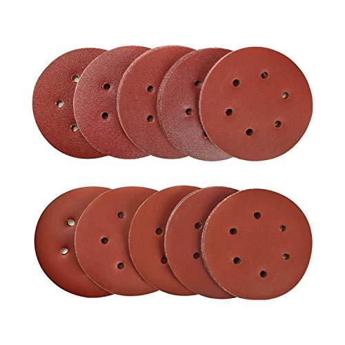 SPTA 100 Pezzi 150mm Dischi Abrasivi Carte Abrasive per Levigatrice 10 x 40/80/120/180/320/600/800/1000/1500/2000 Graniglie Ideale per Levigatura/Lucidatura/Spolveratura