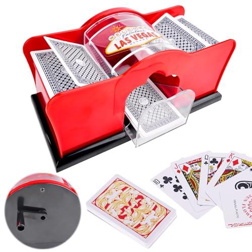 Pipihome Mescolatore Carte da Gioco, Mischia Carte Manuale, Miscelatore di Carte, 2 Mazzi, Manovella, Miscelatore Manuale per Carte da Gioco Fino a 91 mm