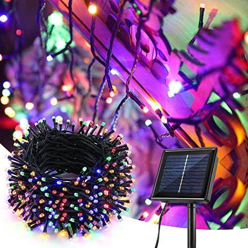 PhilzOps Natale Luci Stringa Solari, 32M 300 LED Catena Luminosa Esterno Solare 8 Modalità Impermeabile Luci LED Decorativa con Memoria Per Giardino Albero Patio Festa Balcone Camera, Multicolore