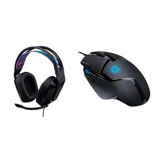 Logitech G335 Cuffie Gaming Cablate, Microfono Flip to Mute, Jack Audio da 3.5 mm & 02 Mouse Gaming Hyperion Fury, 4.000 Dpi, Design Leggero, 8 Pulsanti Programmabili