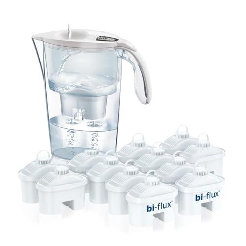 LAICA Stream Line Caraffa Filtrante - 2,3L - Bianca - Timer Digitale - 13 Filtri bi-flux Inclusi, Preserva i Sali Minerali Utili all'Organismo e Riduce Cloro e Metalli Pesanti - Made in Italy