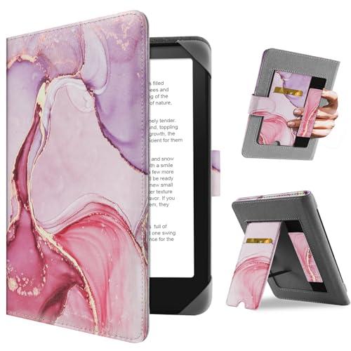 HoYiXi Custodia Universale for 6.8'' / 7“ Kindle Paperwhite 2024-2012 Compatibile Kobo Clara HD/Kobo Clara 2E /PocketBook/Tolino/Sony eReader Cover Case Bracket standing function,Dali rosa