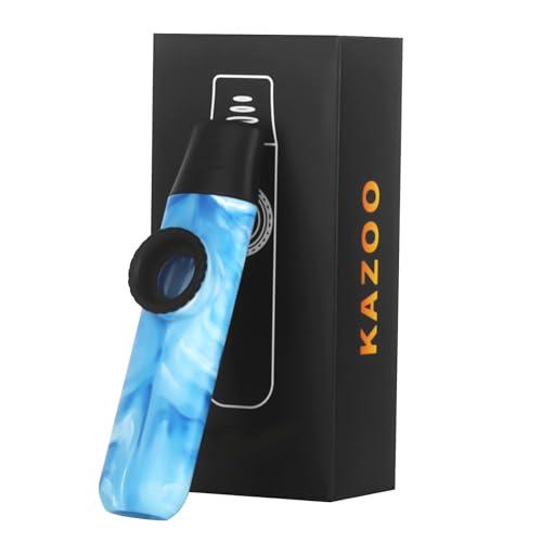 Kazoo in stile giada, regolabile, professionale, in resina ABS, con cinque diaframmi a flauto e fionda per gli appassionati di musica (blu)