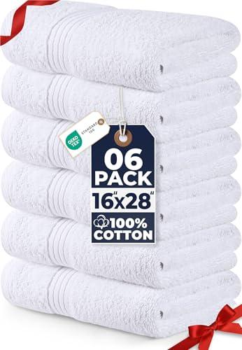 Utopia Towels - Set Di 6 Asciugamani Di Lusso, (41 x 71 CM) 100% Cotone Filato Ad Anello, Leggeri e Altamente Assorbenti Per il Bagno, i Viaggi, il Campeggio, l'hotel e La Spa (Bianco)