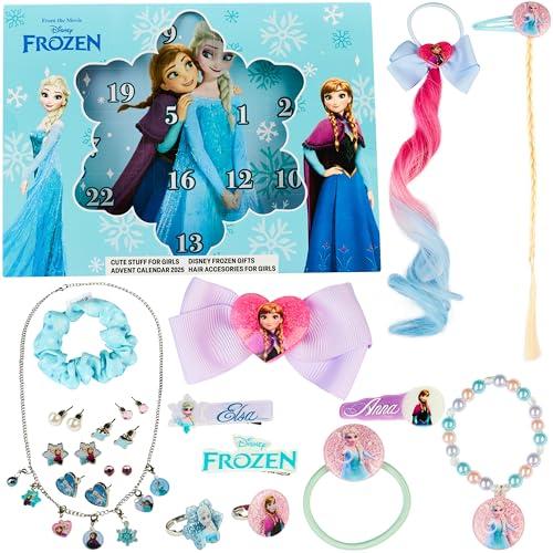 Get Trend Disney Frozen Calendario Avvento 2025 Ragazza, Accessori Capelli e Gioielli, Mollette Capelli, Scrunchies, Xmas Regalo Ragazza (Blu Frozen)