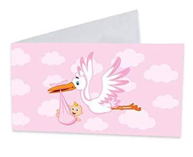 20 Bigliettini Bomboniera Personalizzati Sacchetti Confetti - Battesimo Nascita Compleanno pretagliati Cicogna Bimba