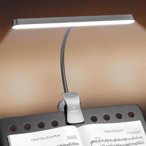 Glocusent 57 LED Lampada per Leggio Musicale, Lampada Pianoforte a Pinza, Protezione Vista, 3 Colori & 5 Luminosità, Caricabile USB-C, Dura 140 Ore, Ideale per Pianoforte, Spartiti, Chitarra