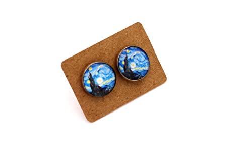 Orecchini Van Gogh - Notte stellata - Orecchini arte -Orecchini donna - Orecchini a lobo (Acciaio inossidabile)