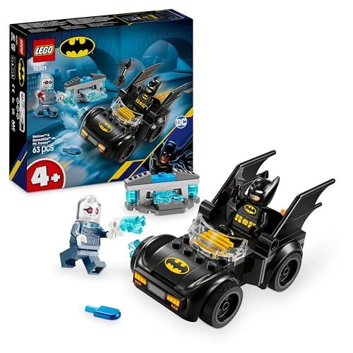 LEGO DC Batman e Batmobile Contro Mr. Freeze - Macchina Giocattolo del Supereroe con 2 Minifigure, Accessori e Starter Brick per l'Auto, Giochi per Bambini e Bambine da 4 Anni in su, Idea Regalo 76301