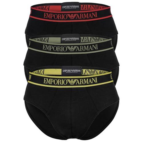Emporio Armani Core Logoband 3-Pack Brief Briefs, Nero/Nero/Nero, S Men's