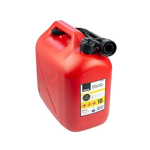 Tanica Benzina - 10 Litri - Realizzata in Polietilene - Taniche Carburante Resistente agli Additivi dei Combustibili - con Tubo Flessibile - Certificata Un - Modello B5ECO - Bikain