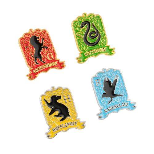 Grupo Erik: Set Spille Harry Potter Casate | Set 4 Spillette Personalizzate di Hogwarts, Spille Smaltate in metallo, Harry Potter Gadget, Regalo Harry Potter