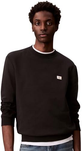 Calvin Klein Uomo Felpa Terry Badge con Scollo Rotondo, Nero (Black), L