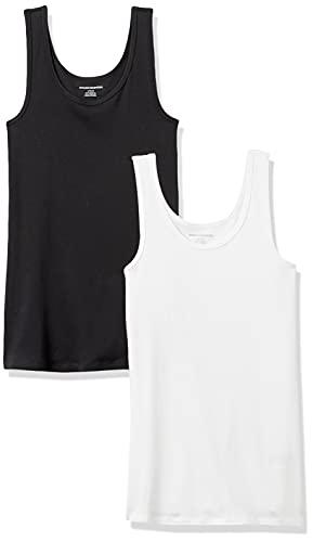 Amazon Essentials 2-pack Tank, Camicia Donna, Multicolore (Black/White), Large (Taglia Produttore: )