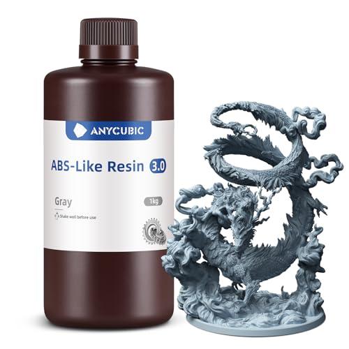 ANYCUBIC ABS-Like Resin 3.0, Resina per Stampanti 3D con Eccellente Durezza e Tenacità, Alta Precisione per Stampanti 3D a Resina, Grigio 1000g