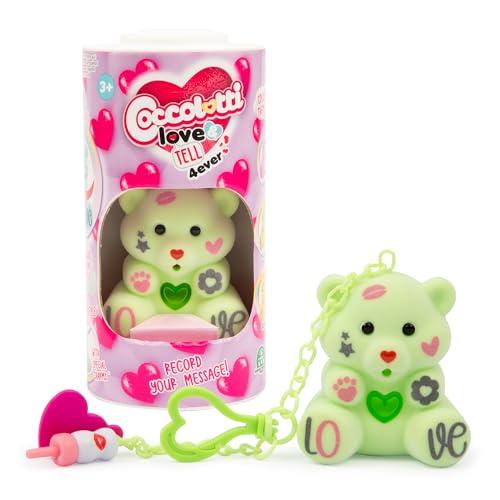 Coccolotti Love&Tell 4ever - Orsetto Verde, Con Funzione Registrazione e Portachiavi Charm, Animali Interattivi Giocattolo,Per Bambini 4 Anni +, Giochi Preziosi