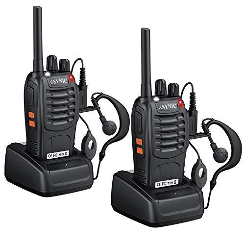 ESYNiC Paio Walkie Talkie Ricaricabile VOX PRM446MHz Radio Walkie-Talkie Professionali 16 Canali CTCSS/DCS Ricetrasmittente Portatile con Base per USB Caricabatterie e Auricolari
