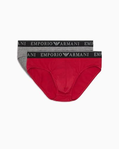 EMPORIO ARMANI 2-Pack Brief Mutande Bambino, Mel Grey/Scooter, S Uomo