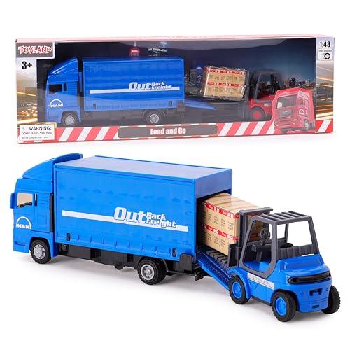Toyland® - Set di Veicoli Load & Go in - Camion Merci Scania con Carrello elevatore e Pallet - Giocattoli per Veicoli da Trasporto - Giocattoli per Ragazzi (Blu)