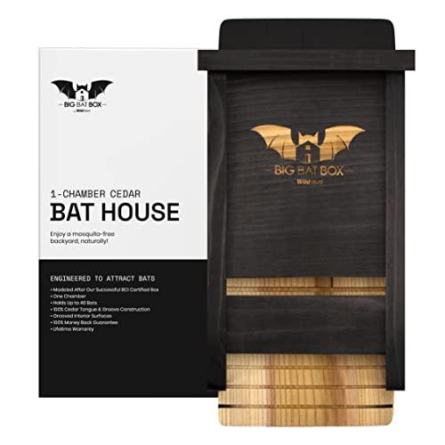 Wildyard Bat House For Outdoors - casa nera per pipistrelli all'aperto - Pulisci il tuo cortile dalle zanzare - Bat Box senza vernice all'interno - Una camera da letto per pipistrelli