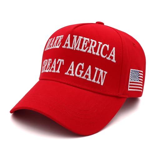 Trump Merchandise Trump 2024 45-47 Cappello MAGA Make America Great Again Cappello Donald Trump Bandiera USA Berretto da baseball, Rosso, Taglia unica